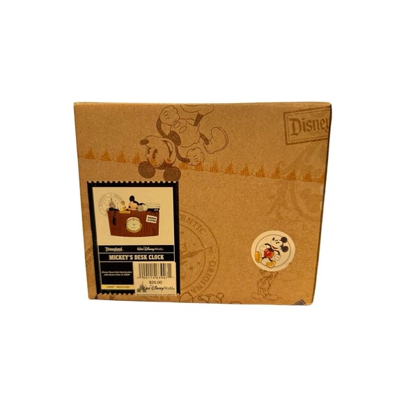 DISNEY WORLD MICKEY MOUSE SLEEPING WOOD DESK CLOCK VACATION RARE 4” High X 5” W - Picture 2 of 6